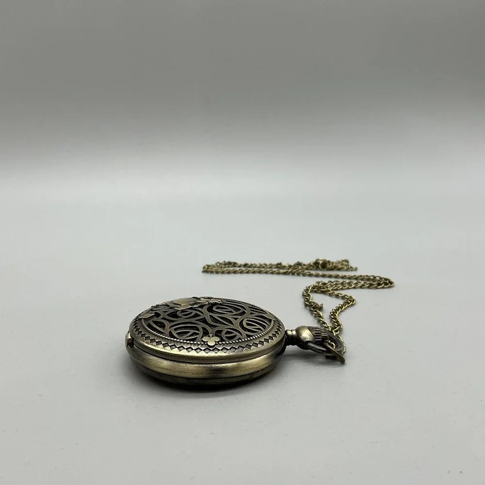Grand Casino Steampunk Pocket Watch Men 46.9mm Half Hunter Chain New Battery